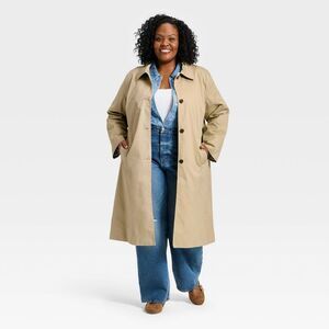 Women's Twill Trench Coat - Universal Thread Tan 4X
